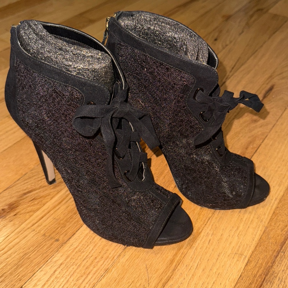 Nine West Black Lace-Up Heels